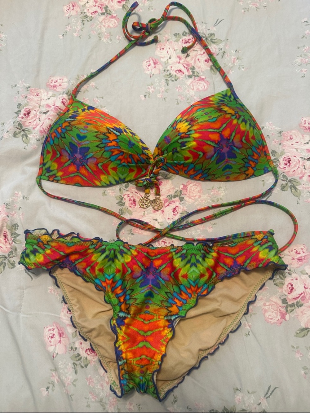Luli Fama Multicolor Tie-Dye Bikini Logo Plate